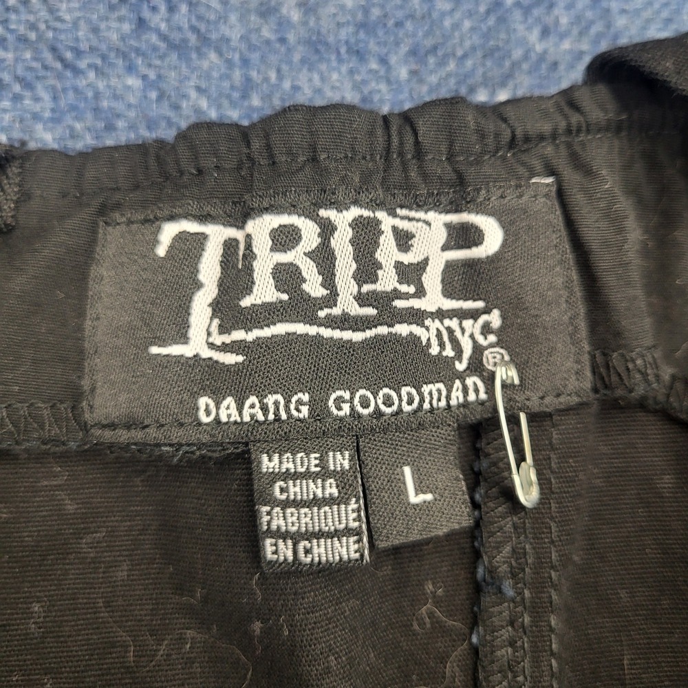 Tripp NYC Daang Goodman Black Gothic Pleated Mini Pinafore Dress Buckle Straps L - Picture 9 of 13